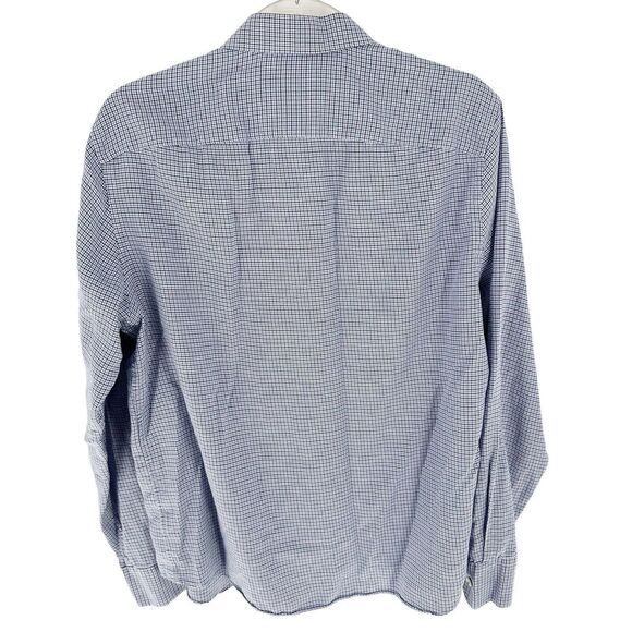 UntuckIt Shirt Mens Large Blue White Plaid Slim Fit Ansellmo Long Sleeve Button - Picture 2 of 15